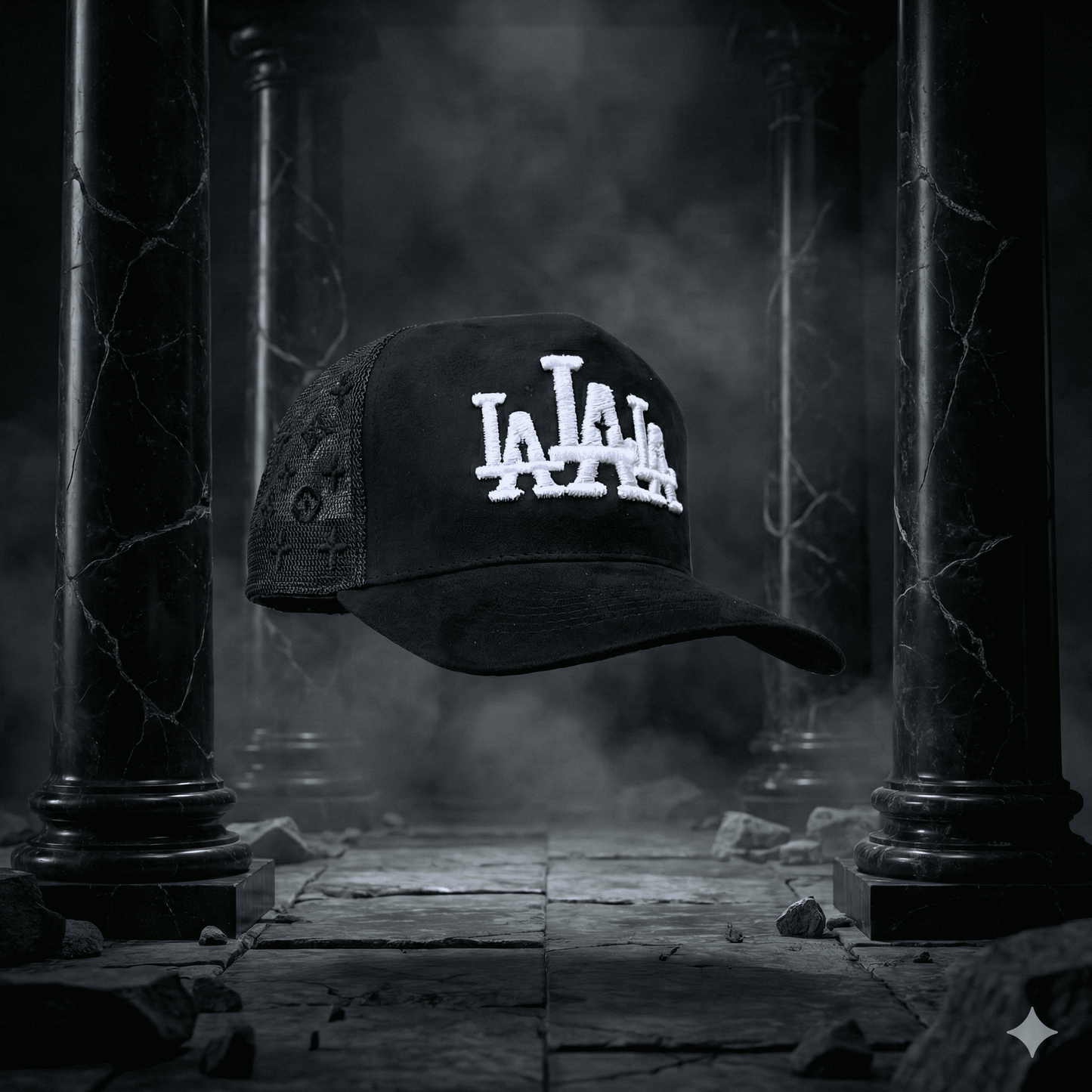 GORRA LALALA BLACK CON BLANCO