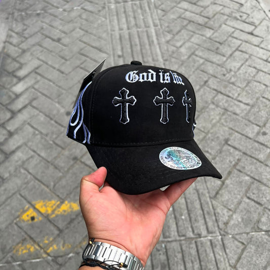 GORRA TRES CRUCES FLAMAS GOD